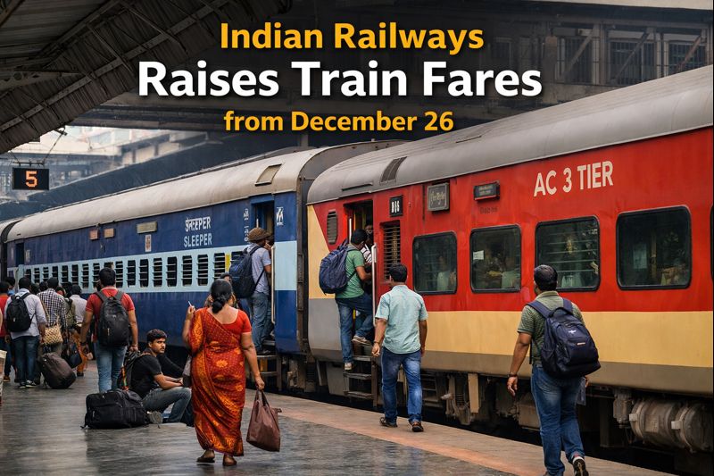 Indian Railways Raises Train Fares from December 26